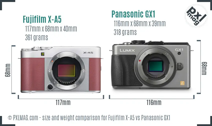 Fujifilm X-A5 vs Panasonic GX1 size comparison