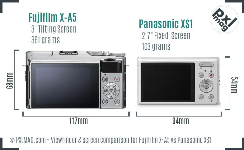 Fujifilm X-A5 vs Panasonic XS1 Screen and Viewfinder comparison
