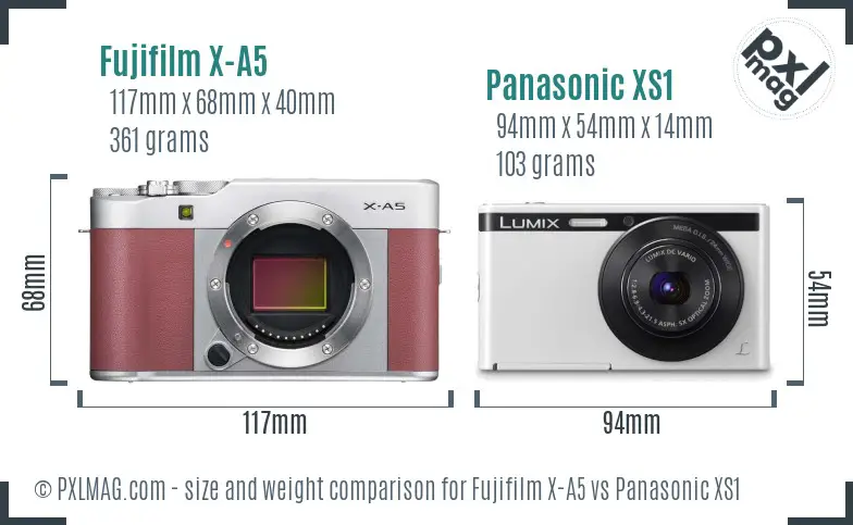 Fujifilm X-A5 vs Panasonic XS1 size comparison