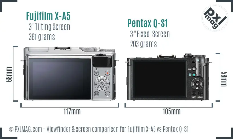 Fujifilm X-A5 vs Pentax Q-S1 Screen and Viewfinder comparison