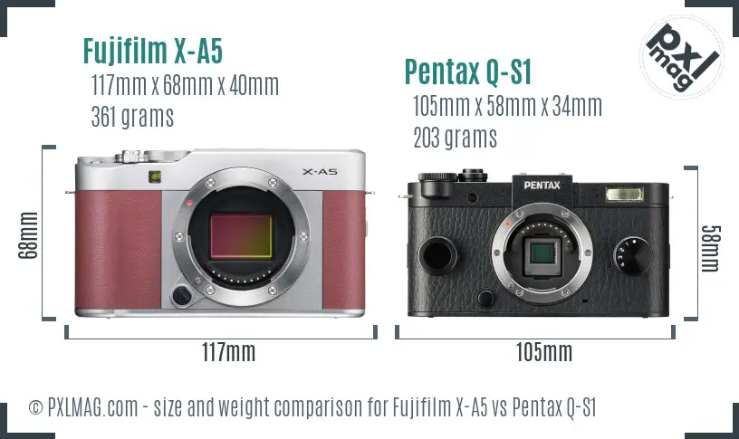 Fujifilm X-A5 vs Pentax Q-S1 size comparison