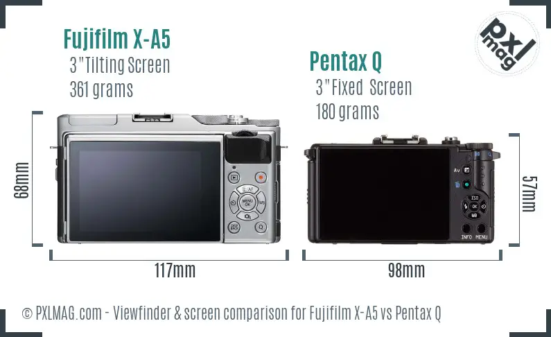 Fujifilm X-A5 vs Pentax Q Screen and Viewfinder comparison