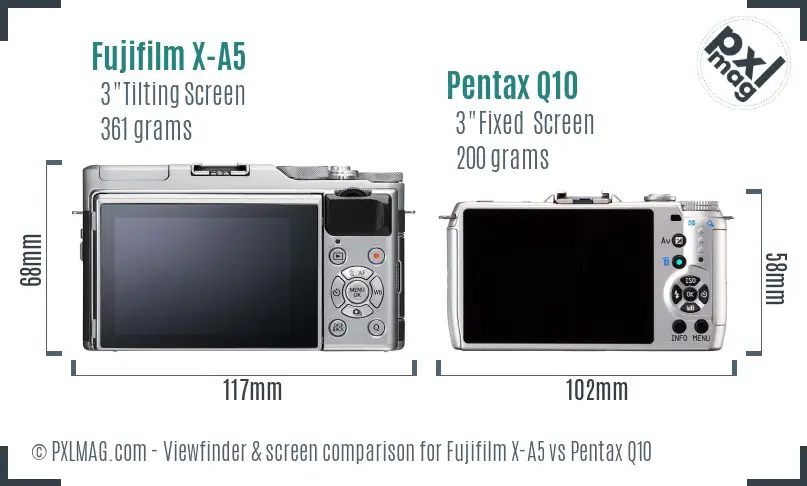 Fujifilm X-A5 vs Pentax Q10 Screen and Viewfinder comparison