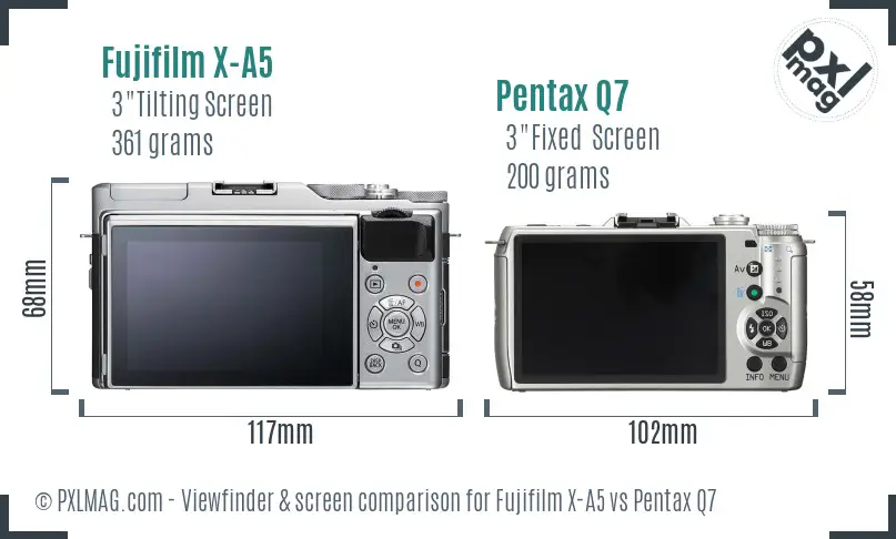 Fujifilm X-A5 vs Pentax Q7 Screen and Viewfinder comparison