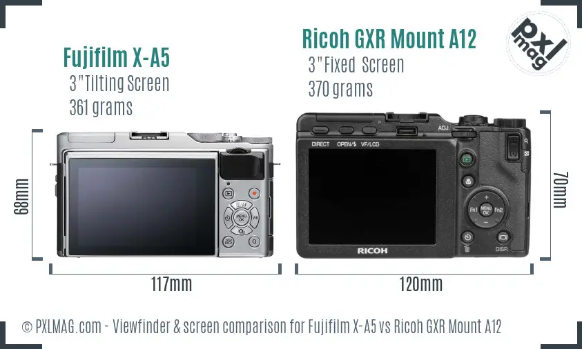 Fujifilm X-A5 vs Ricoh GXR Mount A12 Screen and Viewfinder comparison