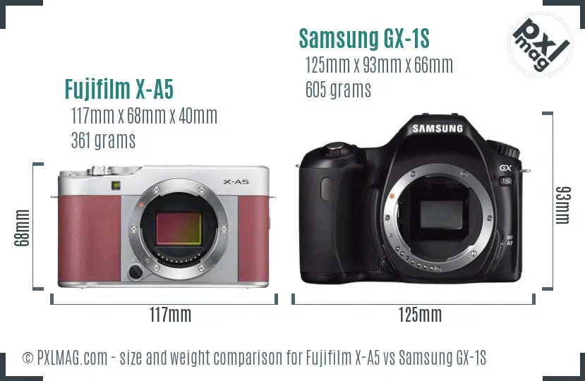 Fujifilm X-A5 vs Samsung GX-1S size comparison