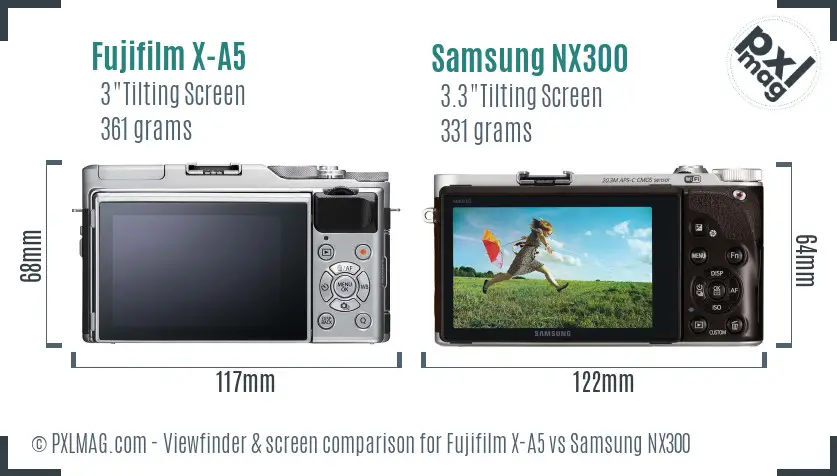 Fujifilm X-A5 vs Samsung NX300 Screen and Viewfinder comparison