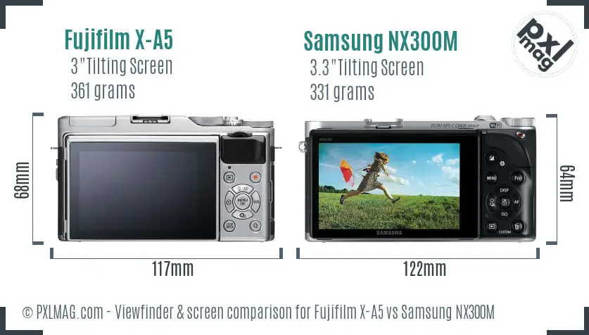 Fujifilm X-A5 vs Samsung NX300M Screen and Viewfinder comparison
