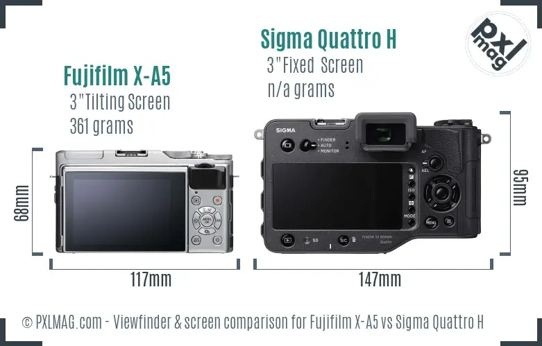Fujifilm X-A5 vs Sigma Quattro H Screen and Viewfinder comparison