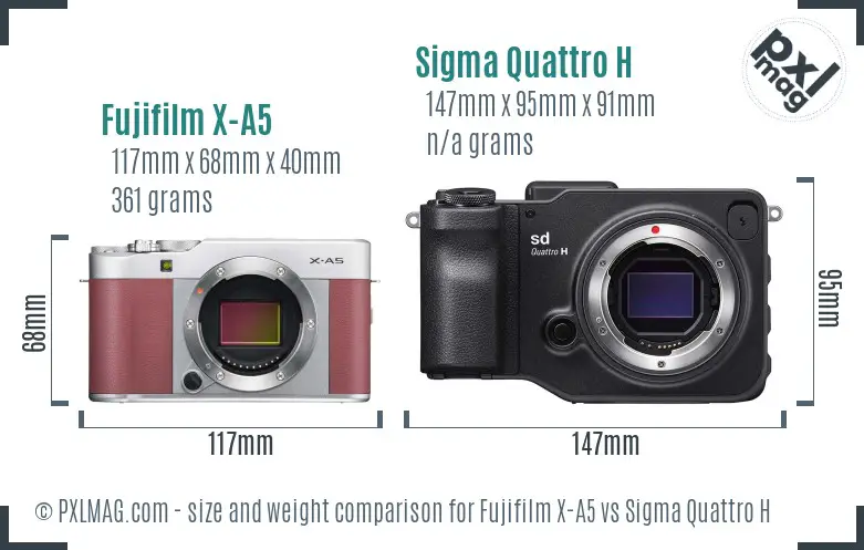Fujifilm X-A5 vs Sigma Quattro H size comparison