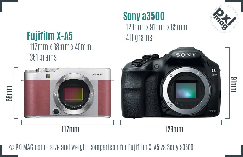 Fujifilm X-A5 vs Sony a3500 size comparison Fujifilm X-A5 vs Sony a3500 size comparison