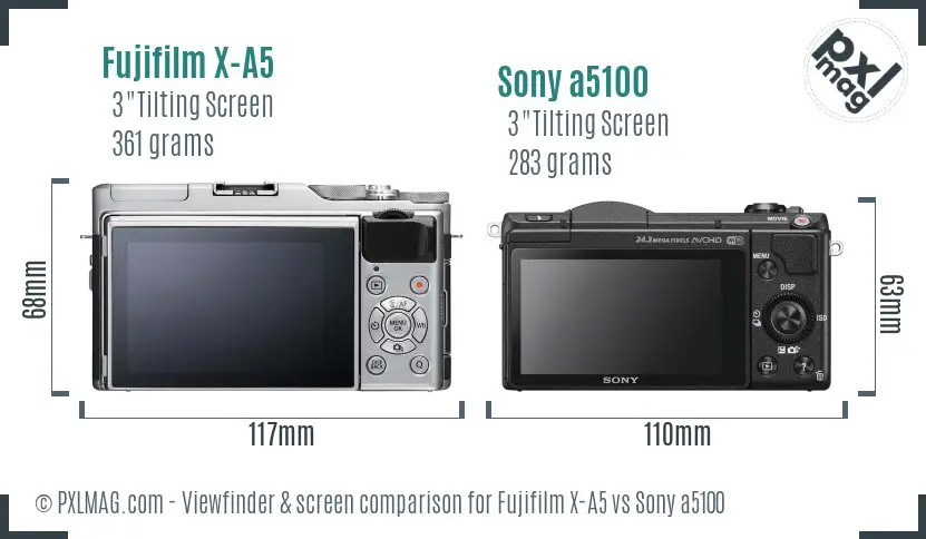 Fujifilm X-A5 vs Sony a5100 Screen and Viewfinder comparison