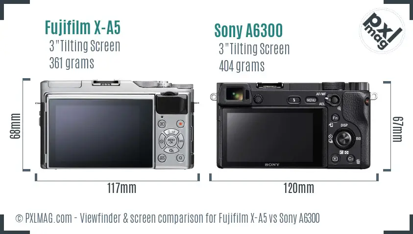 Fujifilm X-A5 vs Sony A6300 Screen and Viewfinder comparison