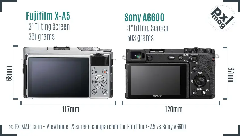 Fujifilm X-A5 vs Sony A6600 Screen and Viewfinder comparison