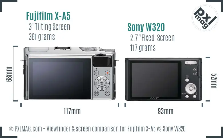 Fujifilm X-A5 vs Sony W320 Screen and Viewfinder comparison