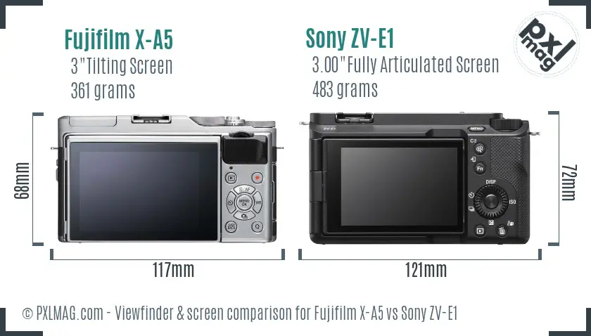 Fujifilm X-A5 vs Sony ZV-E1 Screen and Viewfinder comparison Fujifilm X-A5 vs Sony ZV-E1 Screen and Viewfinder comparison