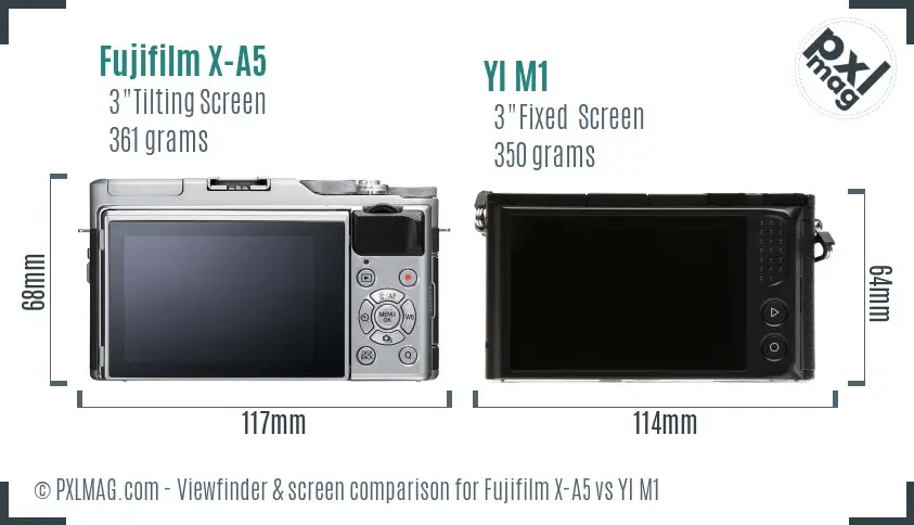 Fujifilm X-A5 vs YI M1 Screen and Viewfinder comparison