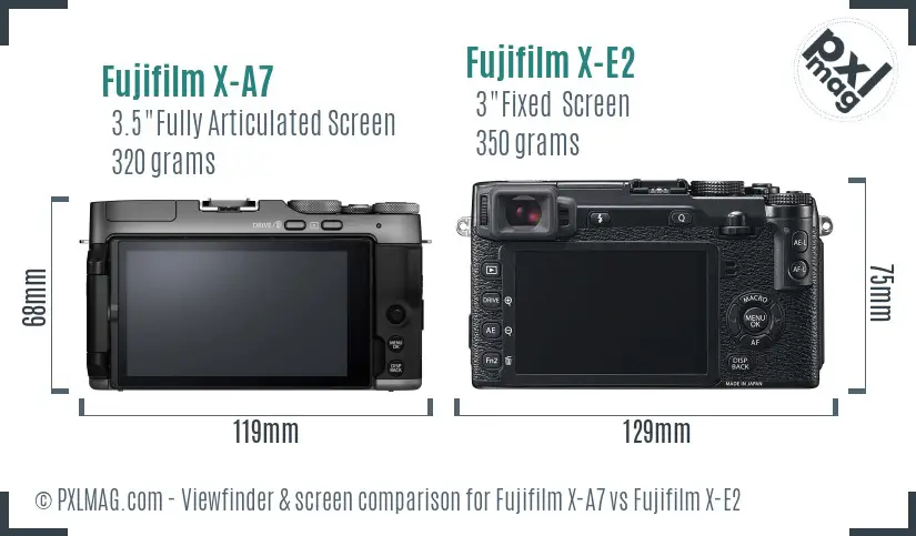 Fujifilm X-A7 vs Fujifilm X-E2 Screen and Viewfinder comparison