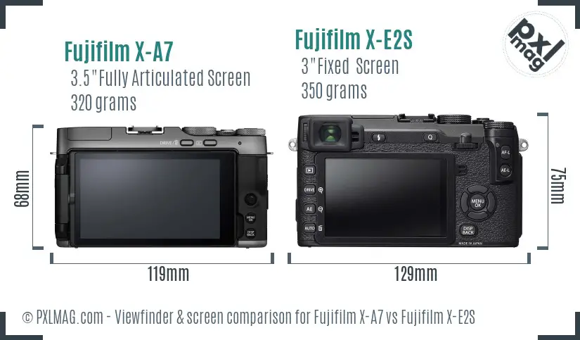 Fujifilm X-A7 vs Fujifilm X-E2S Screen and Viewfinder comparison