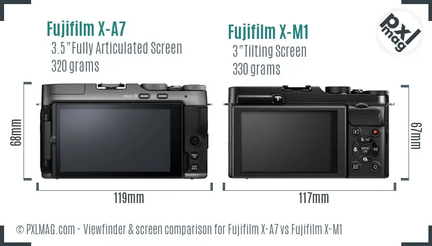 Fujifilm X-A7 vs Fujifilm X-M1 Screen and Viewfinder comparison