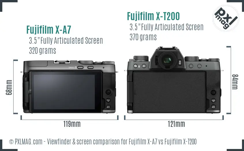 Fujifilm X-A7 vs Fujifilm X-T200 Screen and Viewfinder comparison