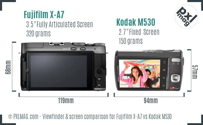Fujifilm X-A7 vs Kodak M530 Screen and Viewfinder comparison