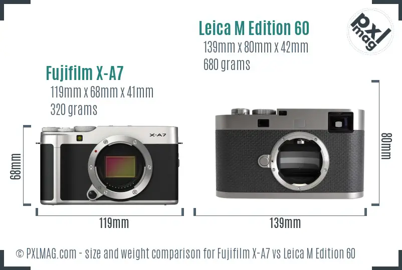 Fujifilm X-A7 vs Leica M Edition 60 size comparison Fujifilm X-A7 vs Leica M Edition 60 size comparison