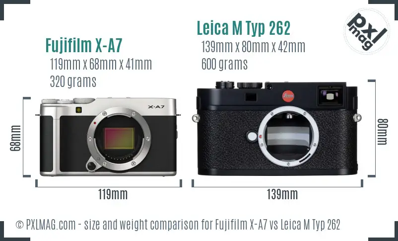 Fujifilm X-A7 vs Leica M Typ 262 size comparison
