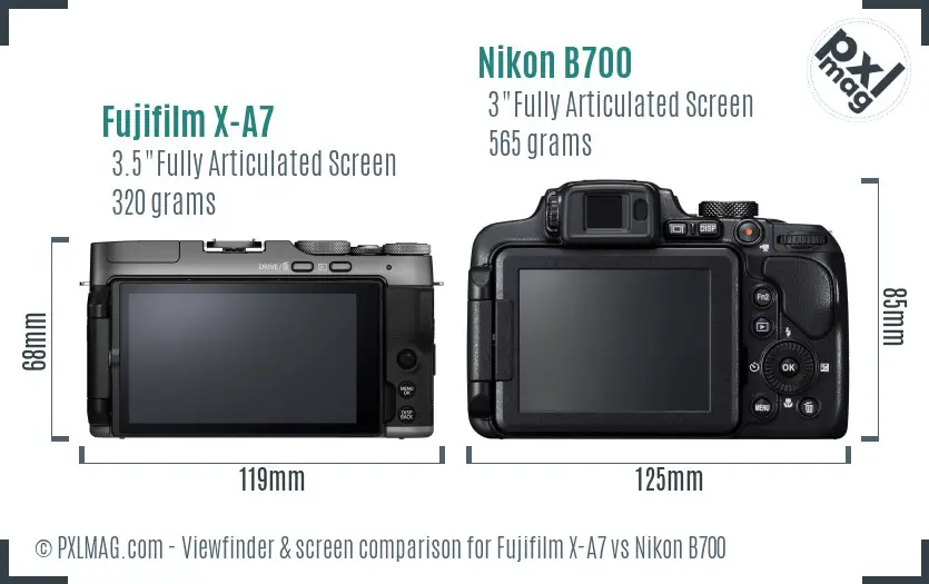 Fujifilm X-A7 vs Nikon B700 Screen and Viewfinder comparison