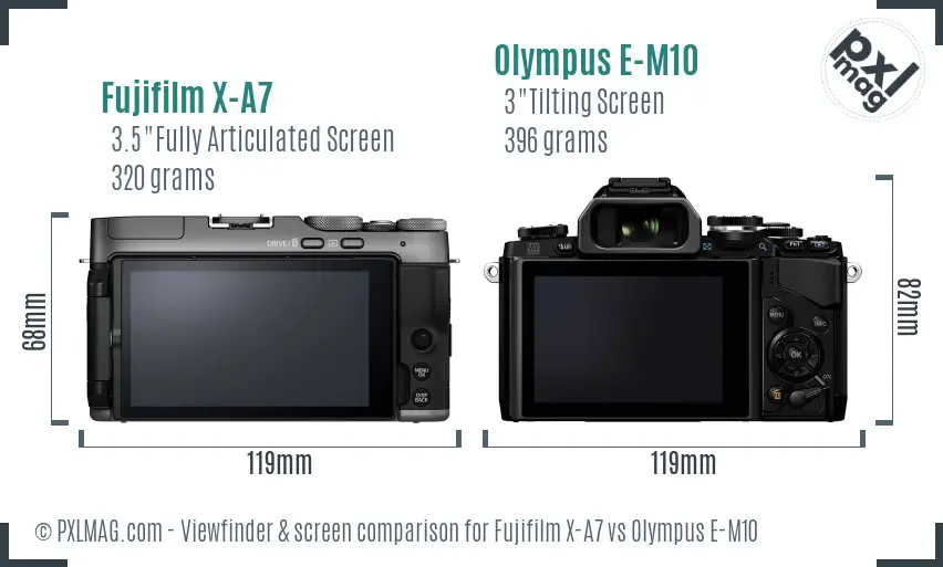 Fujifilm X-A7 vs Olympus E-M10 Screen and Viewfinder comparison