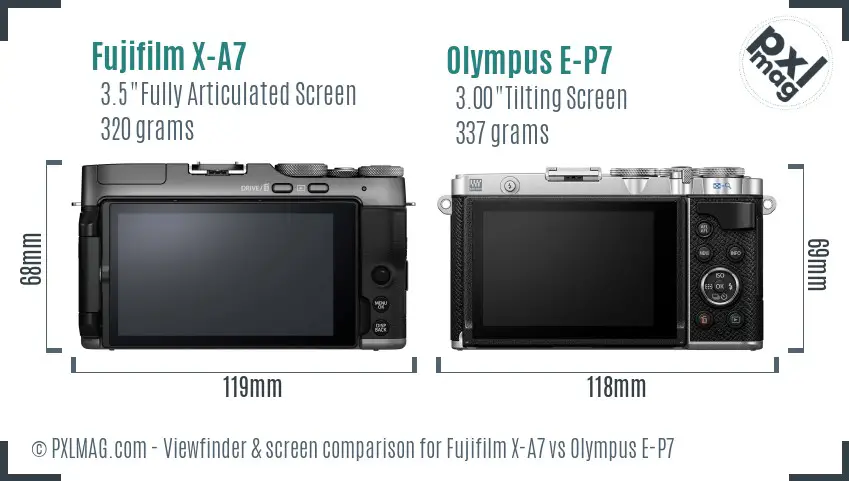 Fujifilm X-A7 vs Olympus E-P7 Screen and Viewfinder comparison