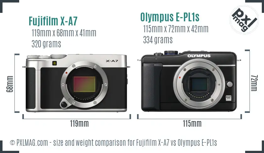 Fujifilm X-A7 vs Olympus E-PL1s size comparison