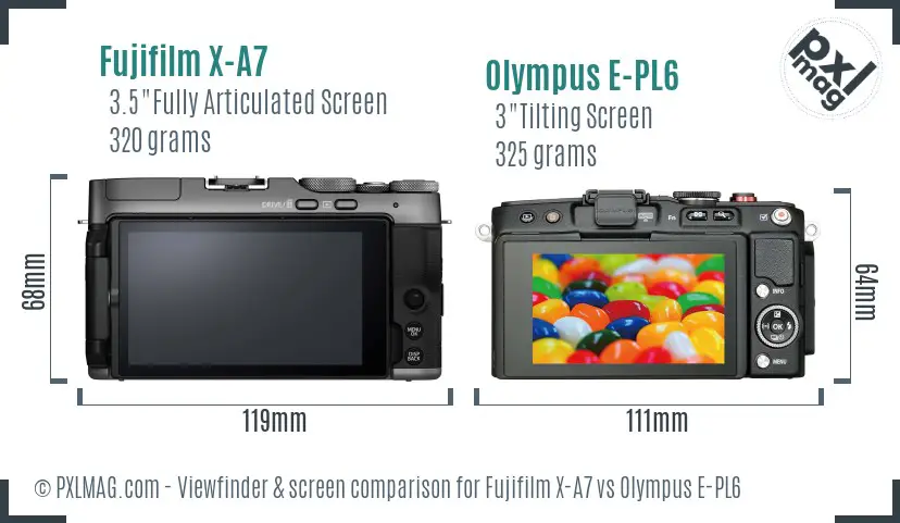 Fujifilm X-A7 vs Olympus E-PL6 Screen and Viewfinder comparison