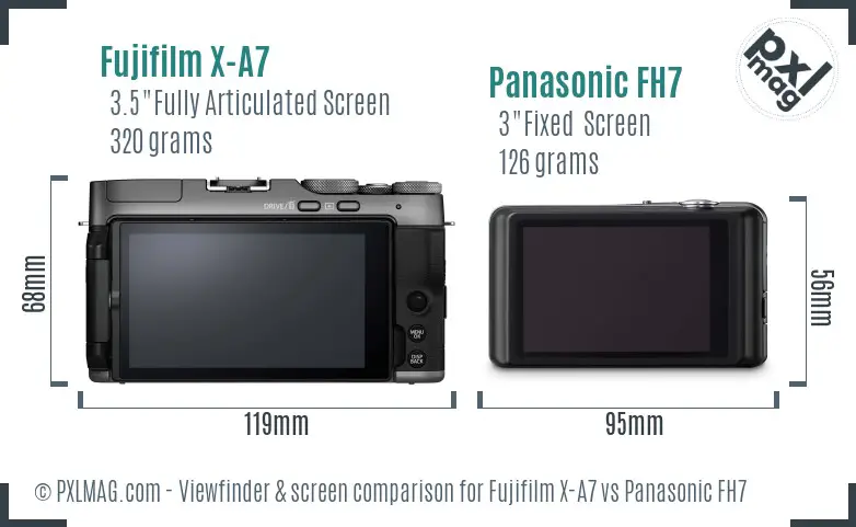 Fujifilm X-A7 vs Panasonic FH7 Screen and Viewfinder comparison