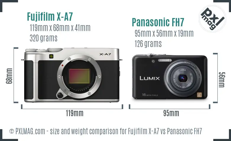 Fujifilm X-A7 vs Panasonic FH7 size comparison