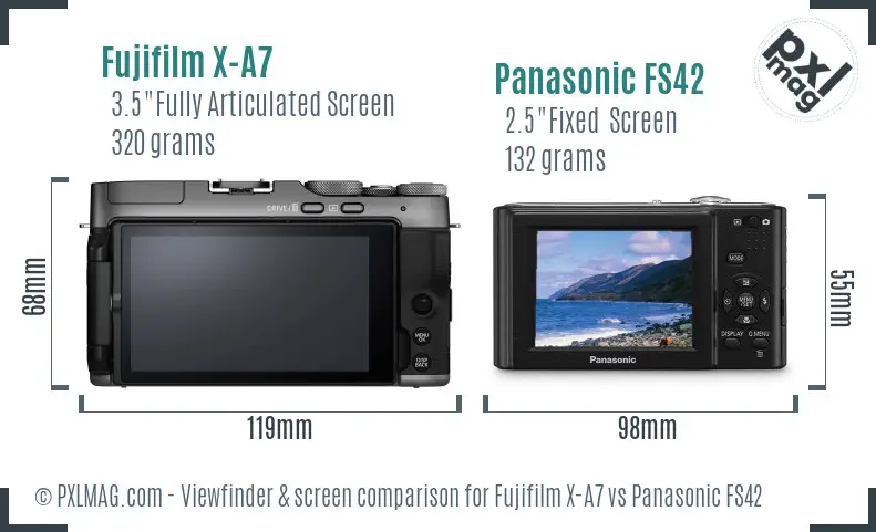 Fujifilm X-A7 vs Panasonic FS42 Screen and Viewfinder comparison