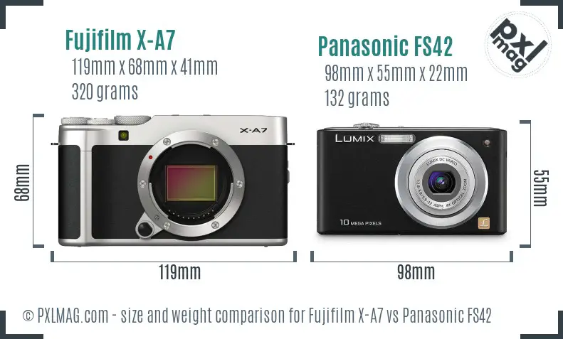 Fujifilm X-A7 vs Panasonic FS42 size comparison
