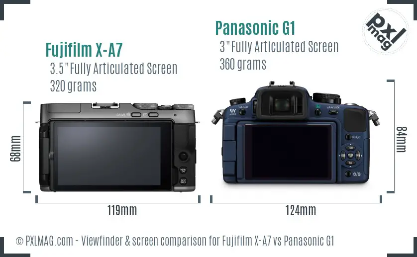 Fujifilm X-A7 vs Panasonic G1 Screen and Viewfinder comparison
