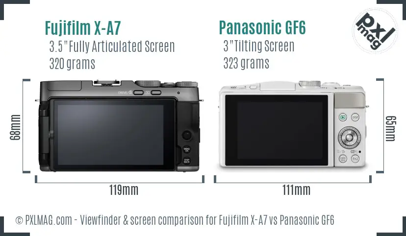 Fujifilm X-A7 vs Panasonic GF6 Screen and Viewfinder comparison