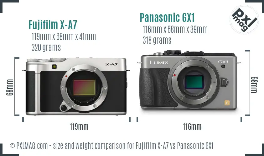 Fujifilm X-A7 vs Panasonic GX1 size comparison