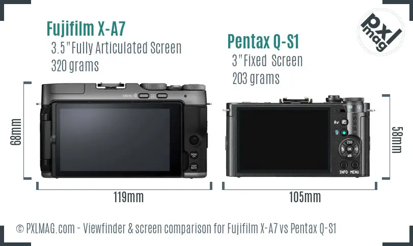 Fujifilm X-A7 vs Pentax Q-S1 Screen and Viewfinder comparison
