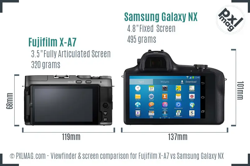 Fujifilm X-A7 vs Samsung Galaxy NX Screen and Viewfinder comparison