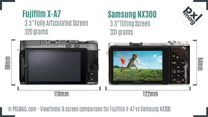Fujifilm X-A7 vs Samsung NX300 Screen and Viewfinder comparison