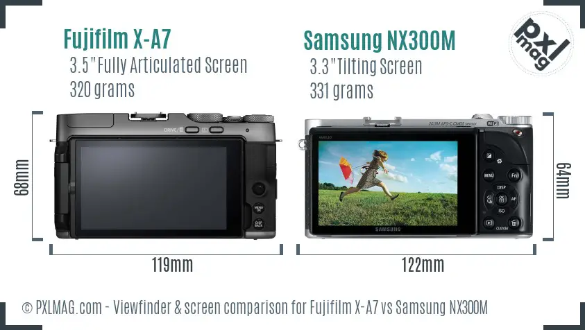 Fujifilm X-A7 vs Samsung NX300M Screen and Viewfinder comparison