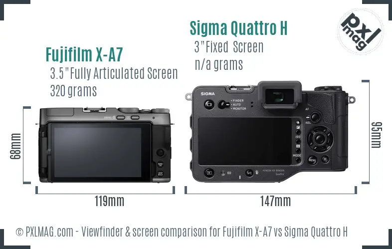 Fujifilm X-A7 vs Sigma Quattro H Screen and Viewfinder comparison