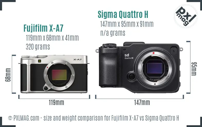 Fujifilm X-A7 vs Sigma Quattro H size comparison
