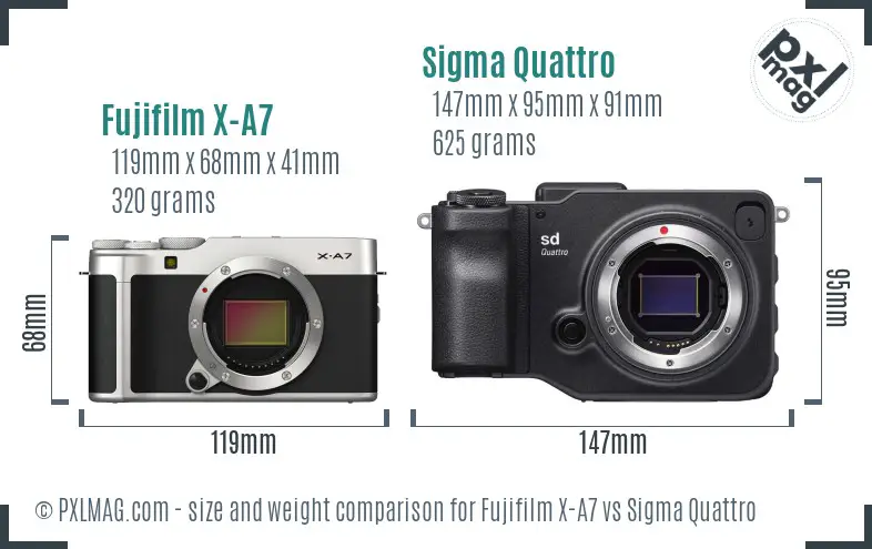 Fujifilm X-A7 vs Sigma Quattro size comparison