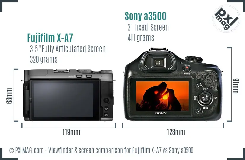 Fujifilm X-A7 vs Sony a3500 Screen and Viewfinder comparison