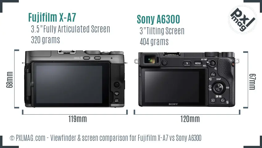 Fujifilm X-A7 vs Sony A6300 Screen and Viewfinder comparison