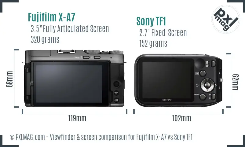 Fujifilm X-A7 vs Sony TF1 Screen and Viewfinder comparison